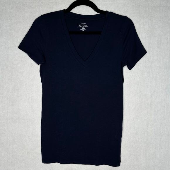 NWT J.Crew Factory Navy Slub Cotton V-Neck Tee – Size XS - Picture 5 of 11